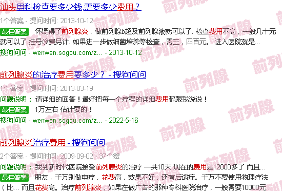 汕头前列腺炎费用