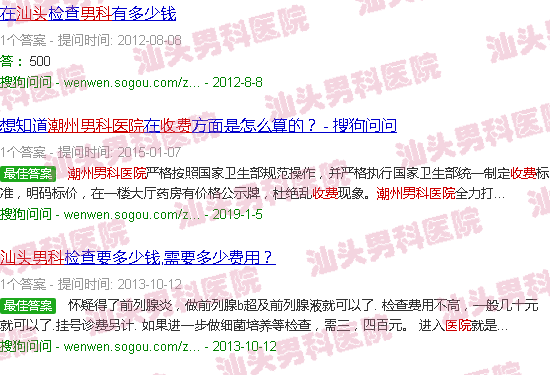 汕头潮州男科医院收费
