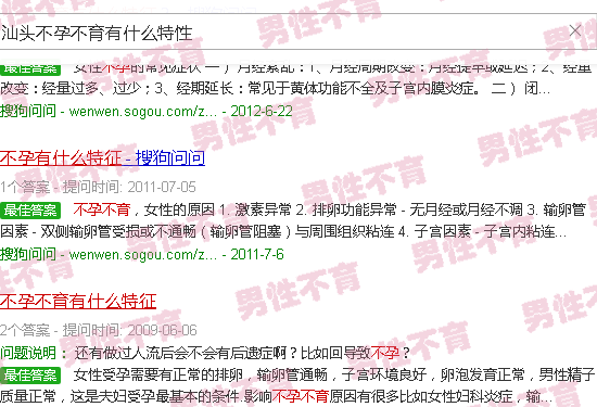 汕头不孕不育有什么特性