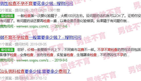 汕头男科不育不孕检查费用