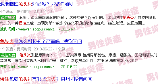 汕头慢性龟头炎症状