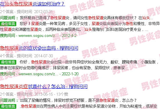汕头急性尿道炎症