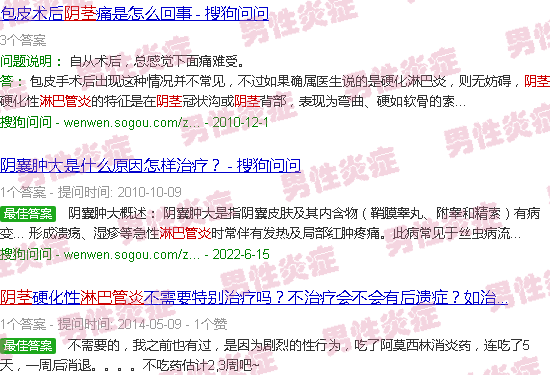 汕头阴茎淋巴管炎症状