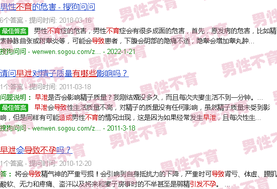 汕头早泄引起的不孕不育有什么特性